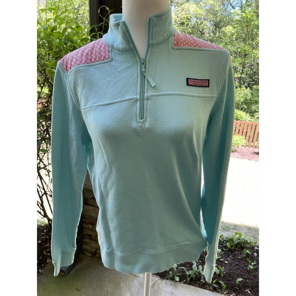 Vineyard Vines shep shirt aqua pink women’s small zip up pullover